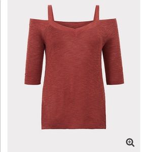 Torrid Cold Shoulder Tunic Sweater Burnt Orange